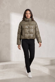 Doudoune olive matelassée col montant | Lounelle Paris