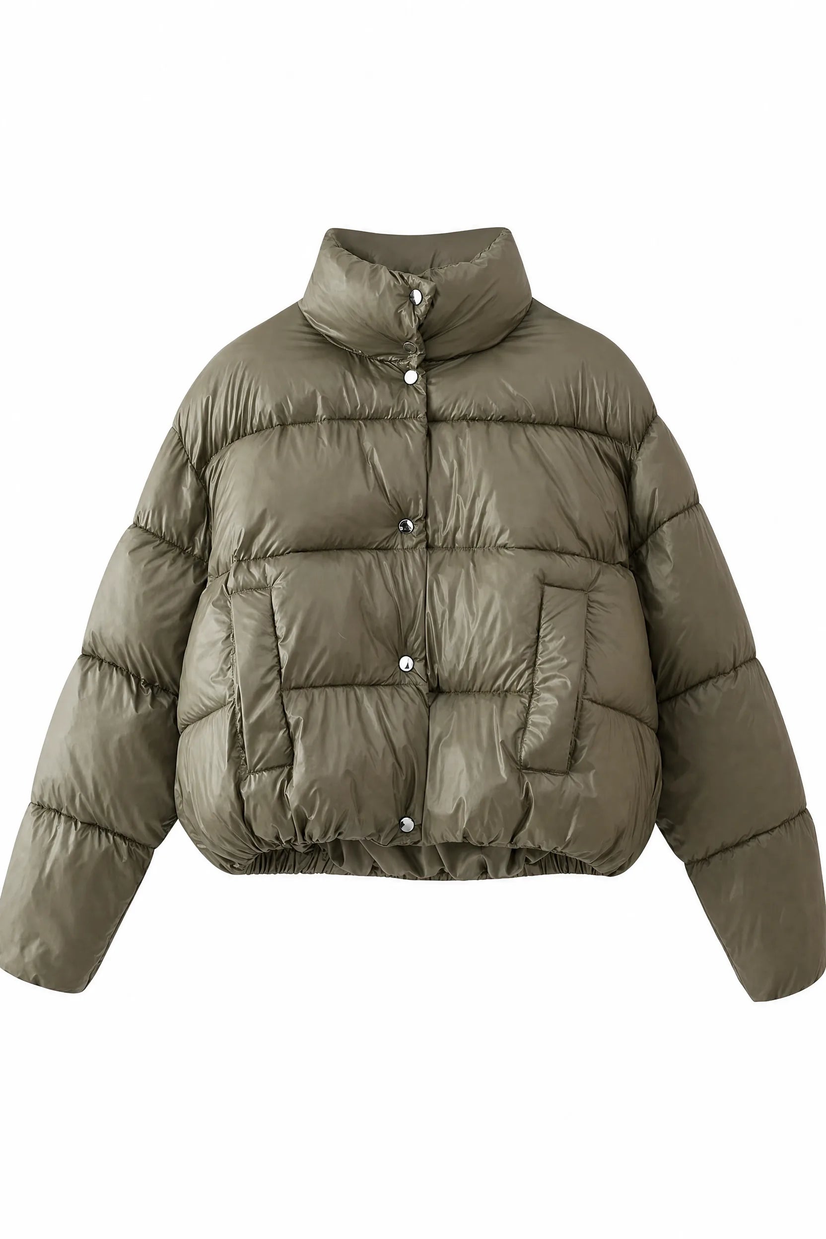 Doudoune olive matelassée col montant | Lounelle Paris