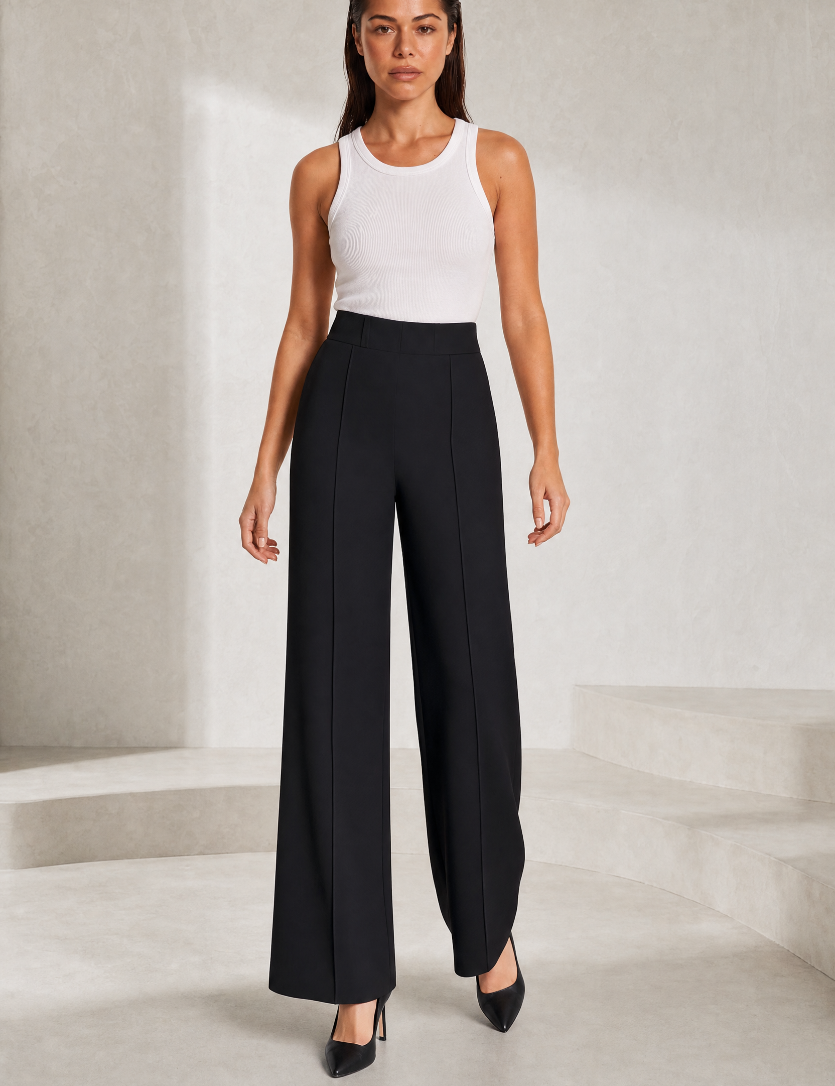 Pantalon large taille haute fluide | Lounelle Paris