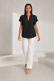 Blouse col V manches volantées | Lounelle Paris