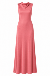 Robe rose satinée col drapé | Lounelle Paris