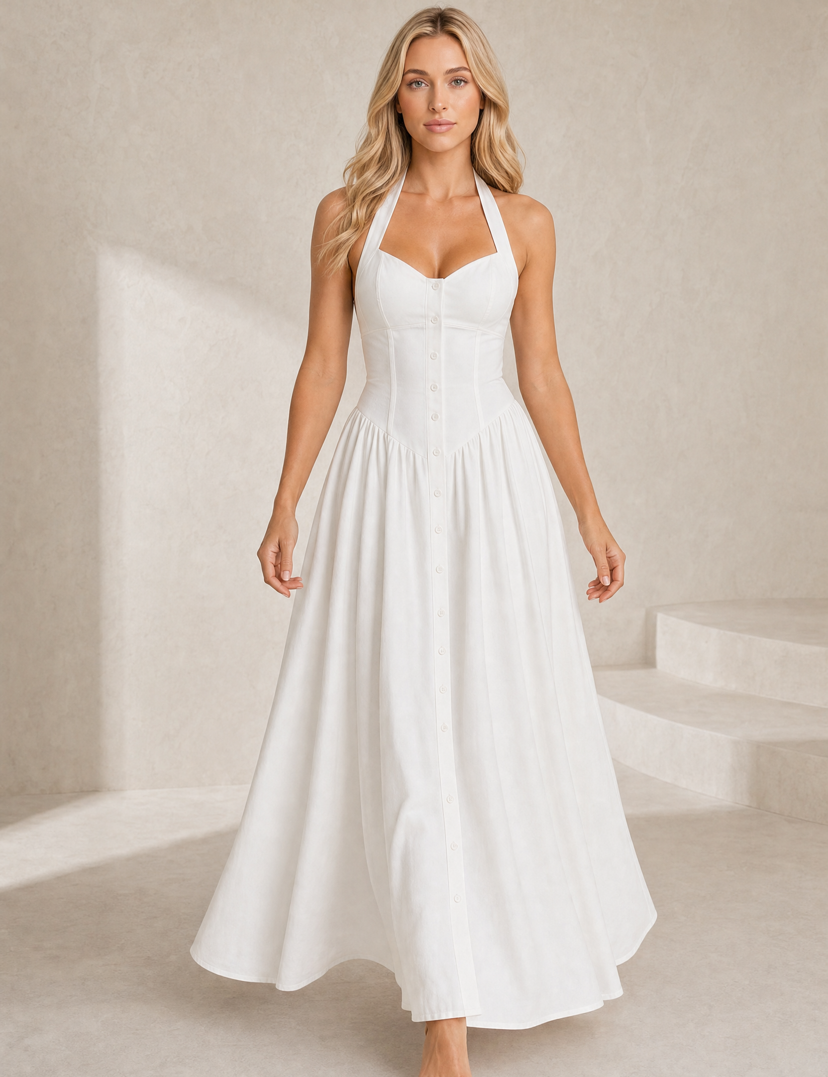 Robe longue blanche licou dos nu | Lounelle Paris