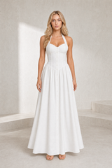 Robe longue blanche licou dos nu