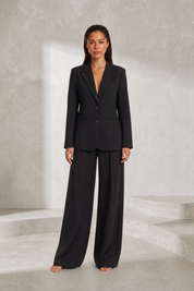Ensemble noir blazer pantalon large | Lounelle Paris