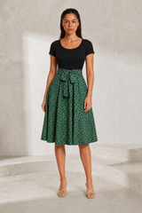 Robe bi-matière à pois