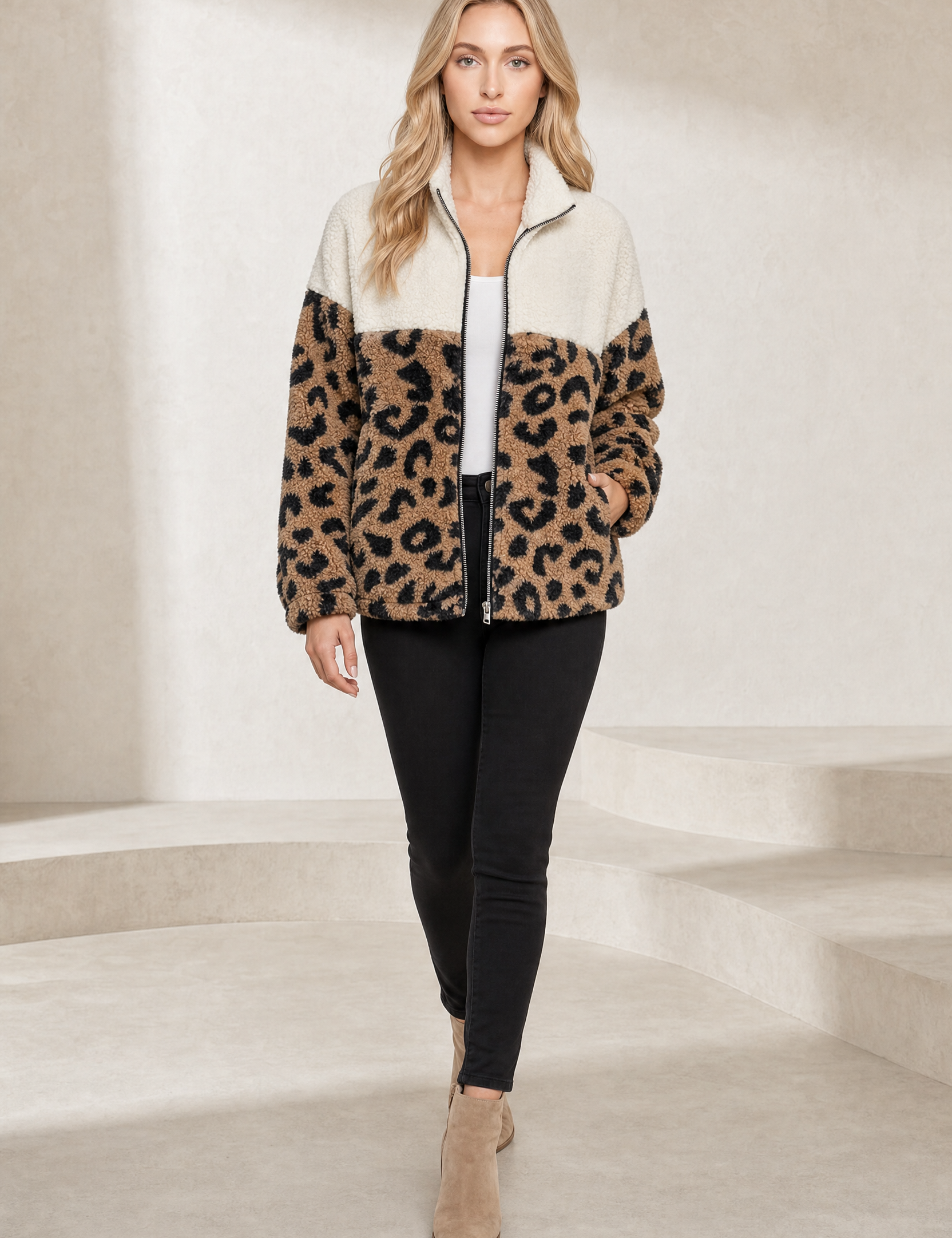 Veste ample léopard col rabattu | Lounelle Paris