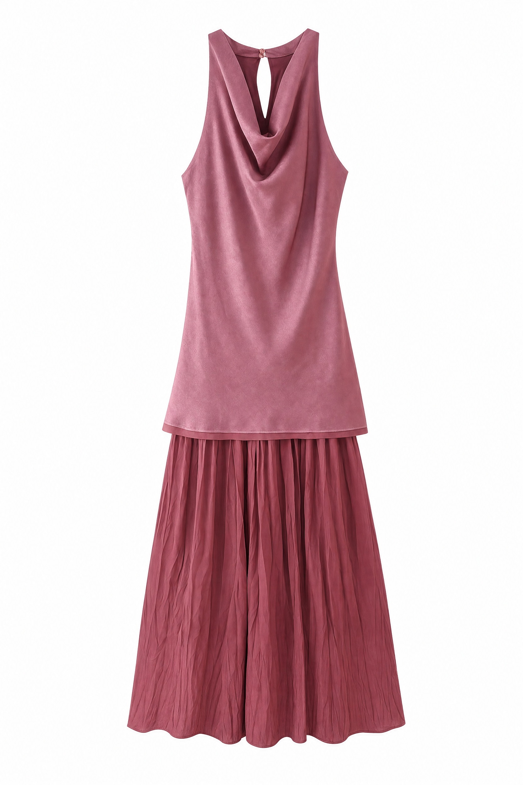 Robe rose drapée sans manches | Lounelle Paris