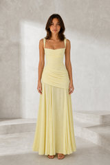 Vestido largo con espalda descubierta drapeado