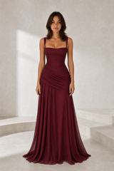 Vestido largo con espalda descubierta drapeado