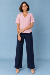 Blusa blanca escote V calado