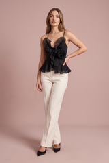 Top de tirantes con volantes y flor