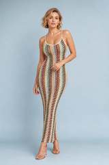 Vestido largo rayado espalda abierta