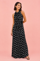 Vestido negro de lunares cuello halter
