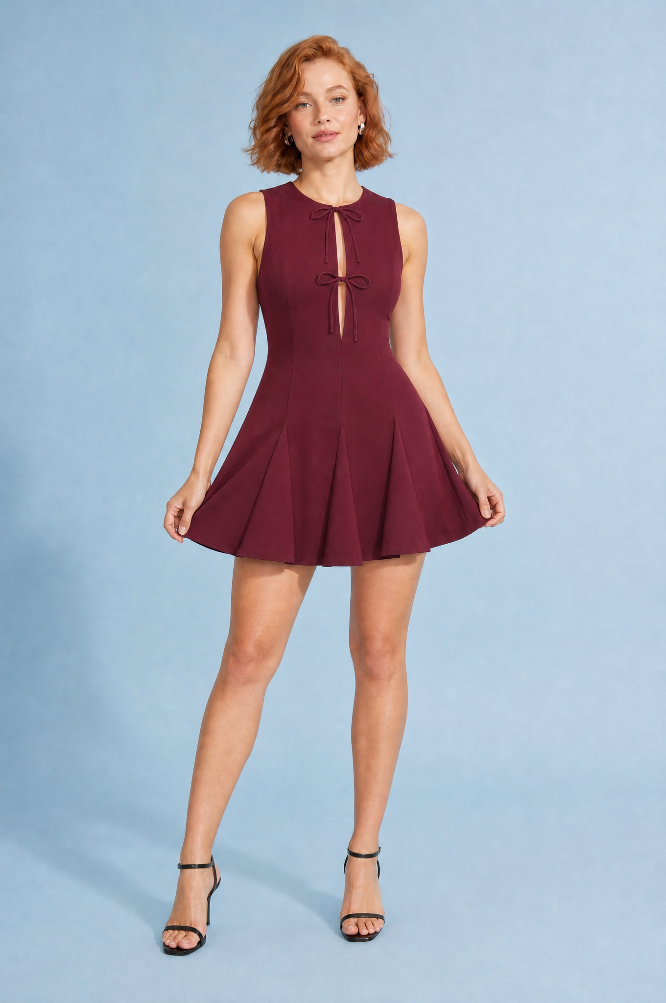 Robe sans manches à nouer | Variante Bordeaux | Lounelle Paris
