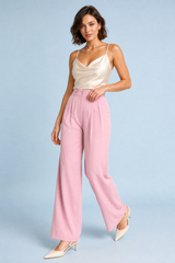Pantalón fluido de pernera ancha y tiro alto