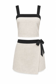 Ensemble beige encolure carrée bicolore | Lounelle Paris