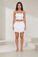 Ensemble blanc smocké à volants