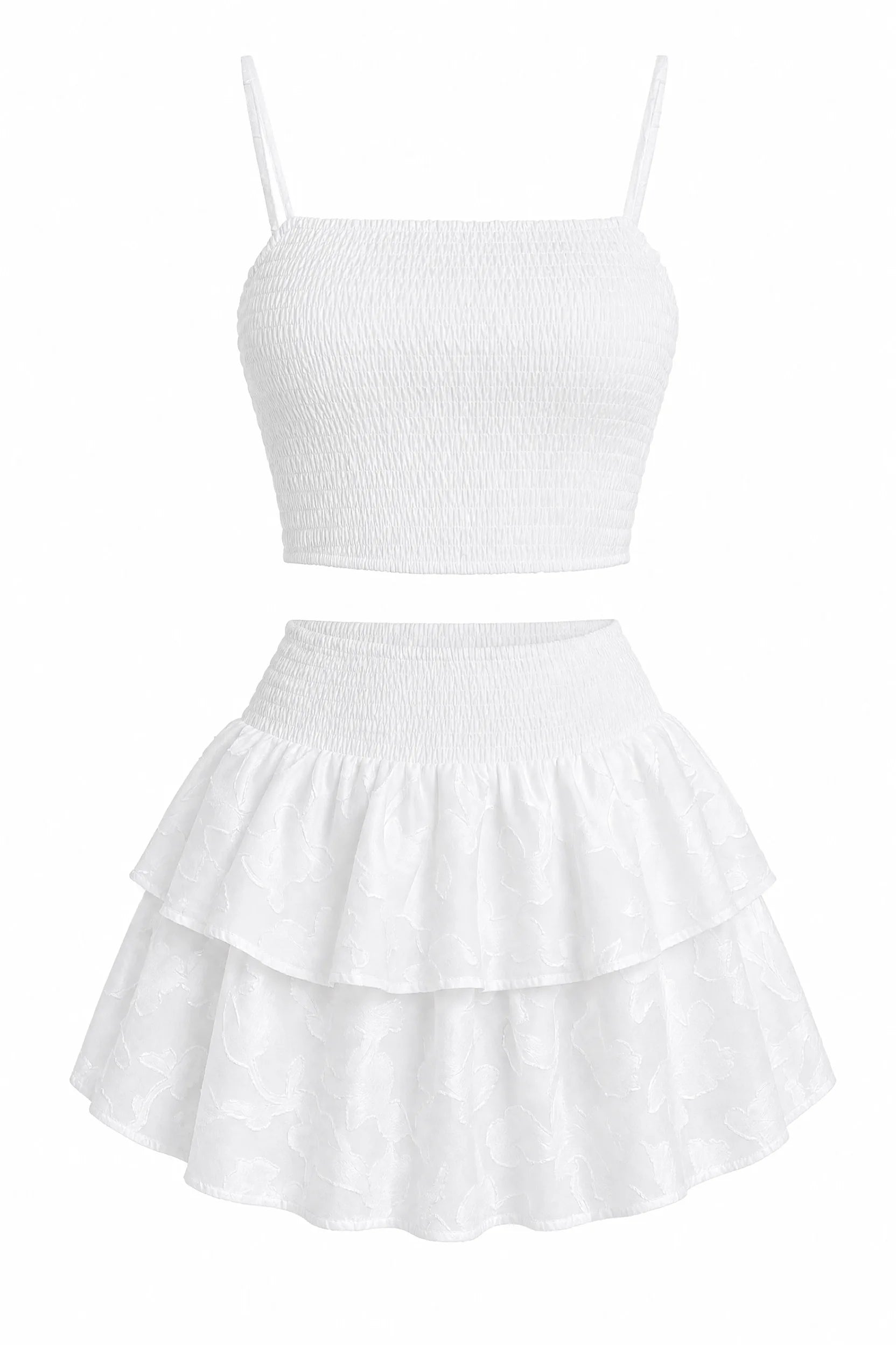 Ensemble blanc smocké à volants | Lounelle Paris