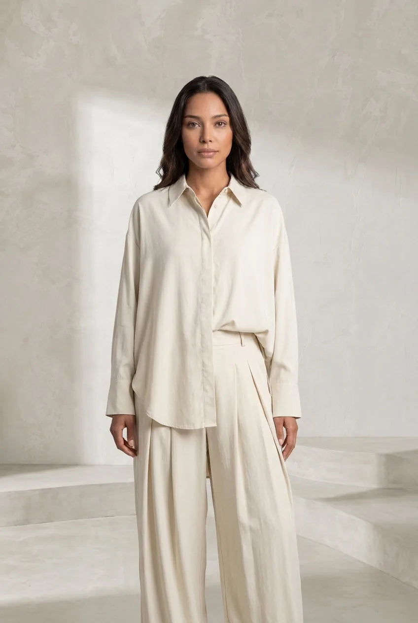 Ensemble crème ample à plis | Lounelle Paris