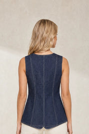 Ensemble denim sans manches taille haute | Lounelle Paris