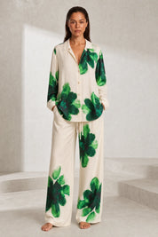 Ensemble écru fluide imprimé floral | Lounelle Paris