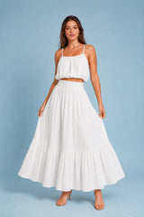 Conjunto de falda larga con tirantes finos