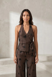 Ensemble marron foncé col licou | Lounelle Paris