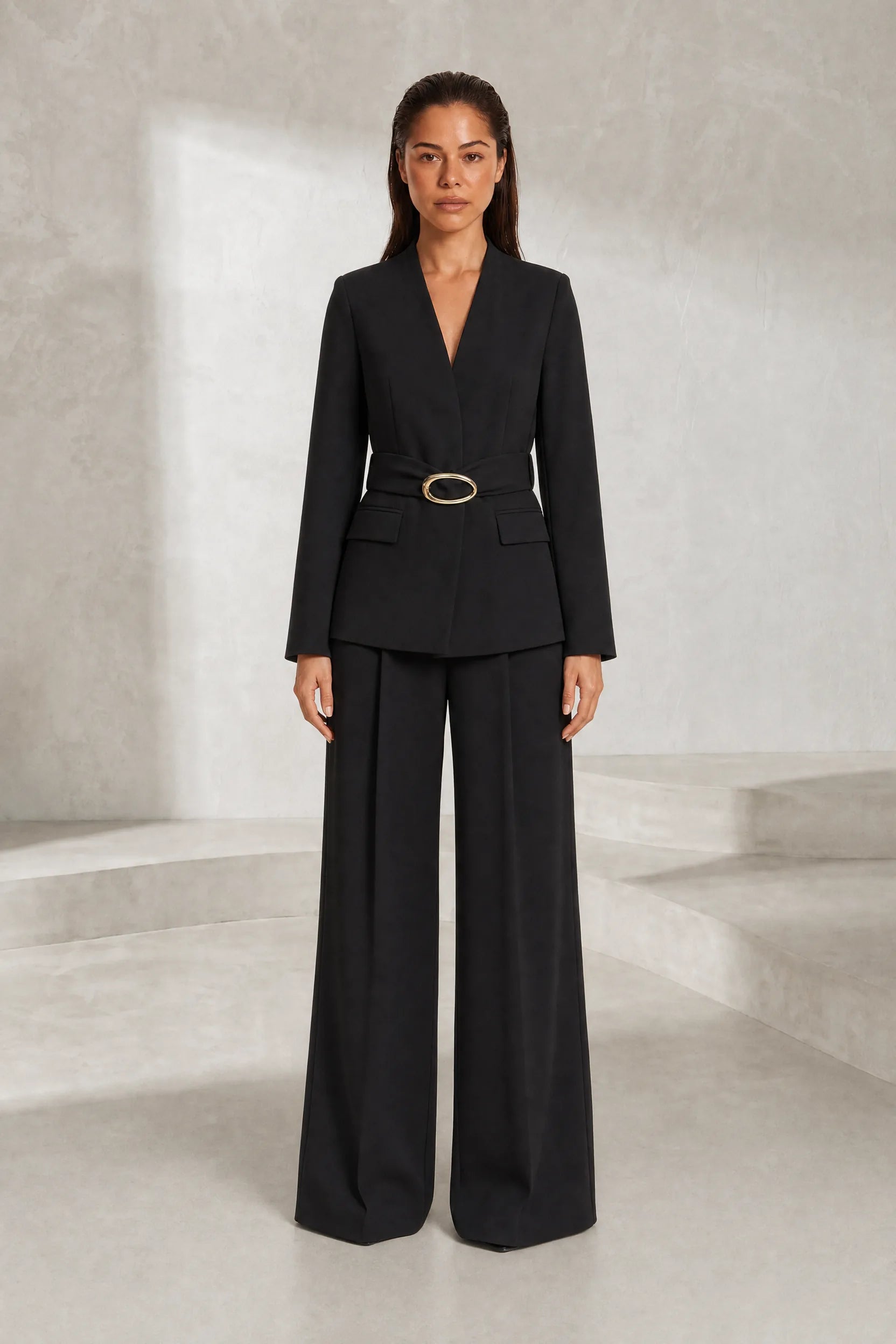 Ensemble noir ceinturé taille haute | Lounelle Paris