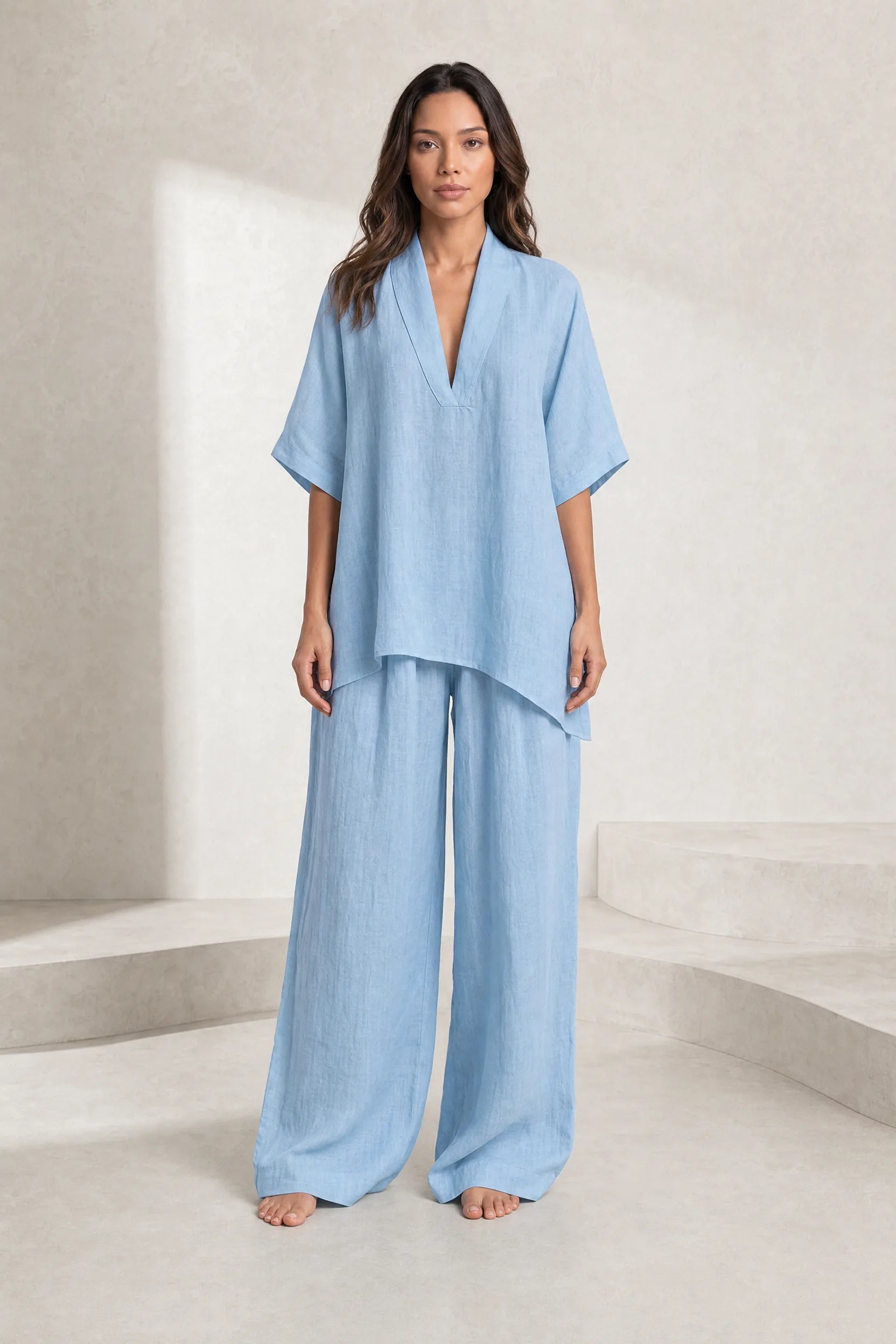 Ensemble pantalon ample col V | Lounelle Paris