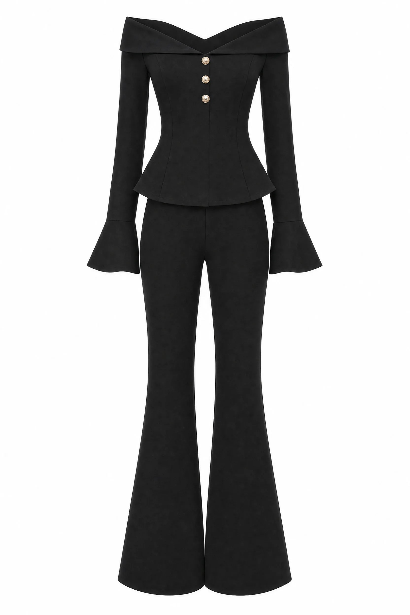 Ensemble pantalon noir à épaules dénudées | Lounelle Paris