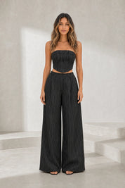 Ensemble rayé bandeau et pantalon large | Lounelle Paris
