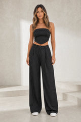 Ensemble rayé bandeau et pantalon large