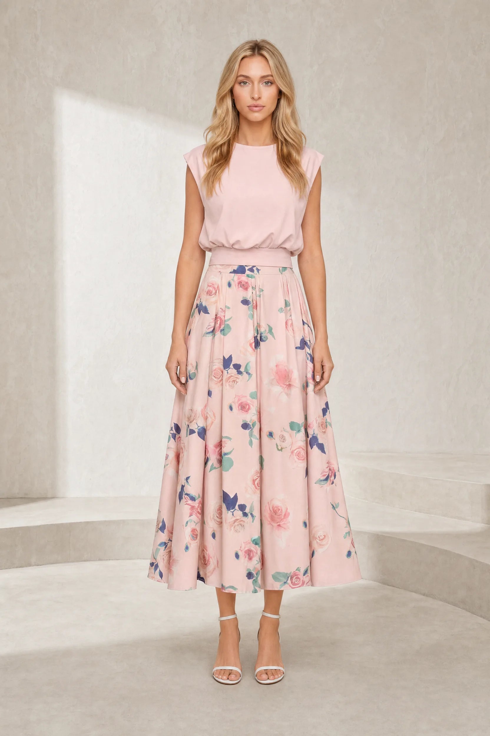 Ensemble rose floral taille haute | Lounelle Paris