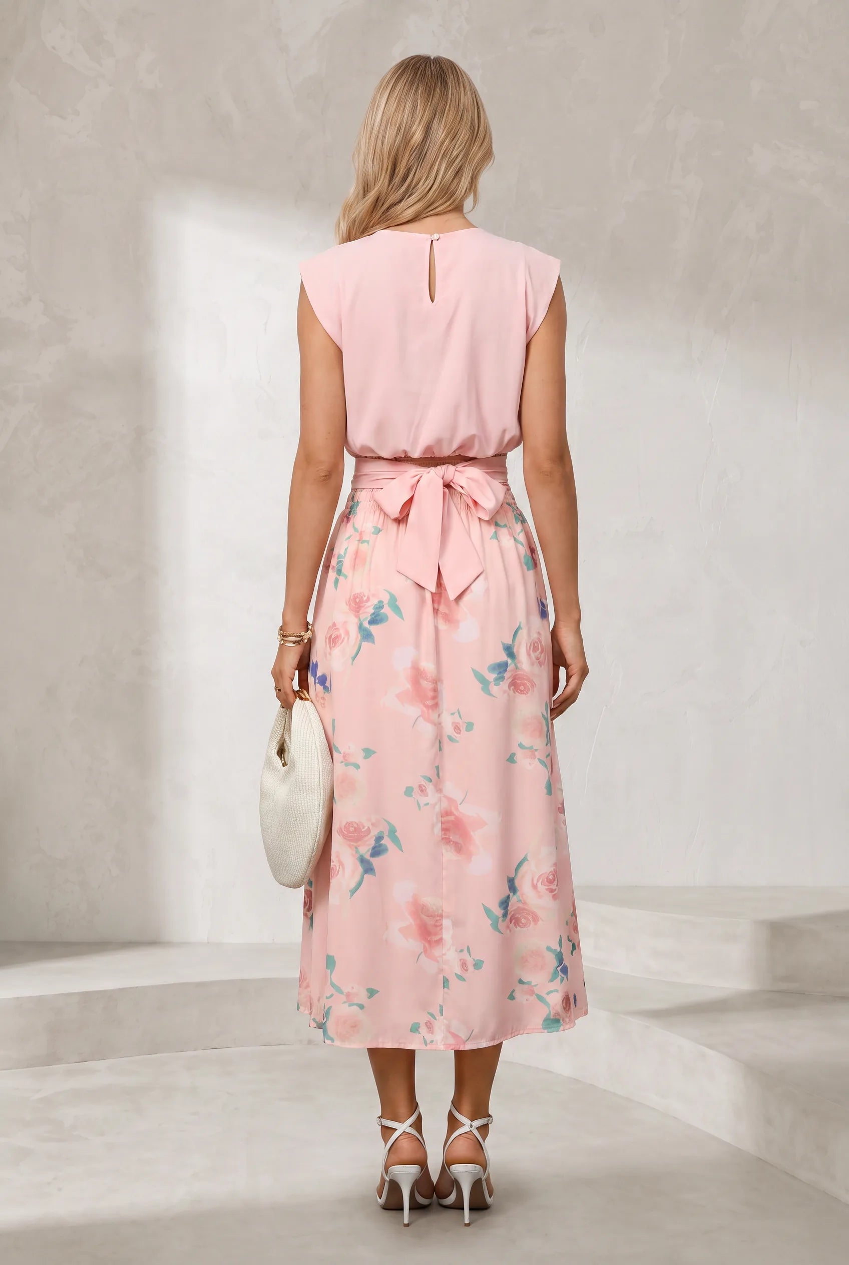 Ensemble rose floral taille haute | Lounelle Paris