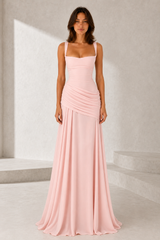 Vestido largo con espalda descubierta drapeado