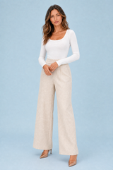Pantalón ancho de cintura alta abotonado