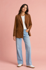 Blazer de terciopelo acanalado de media longitud