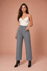 Pantalón de traje a rayas de cintura alta