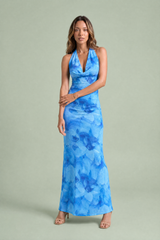 Vestido largo de espalda descubierta estampado