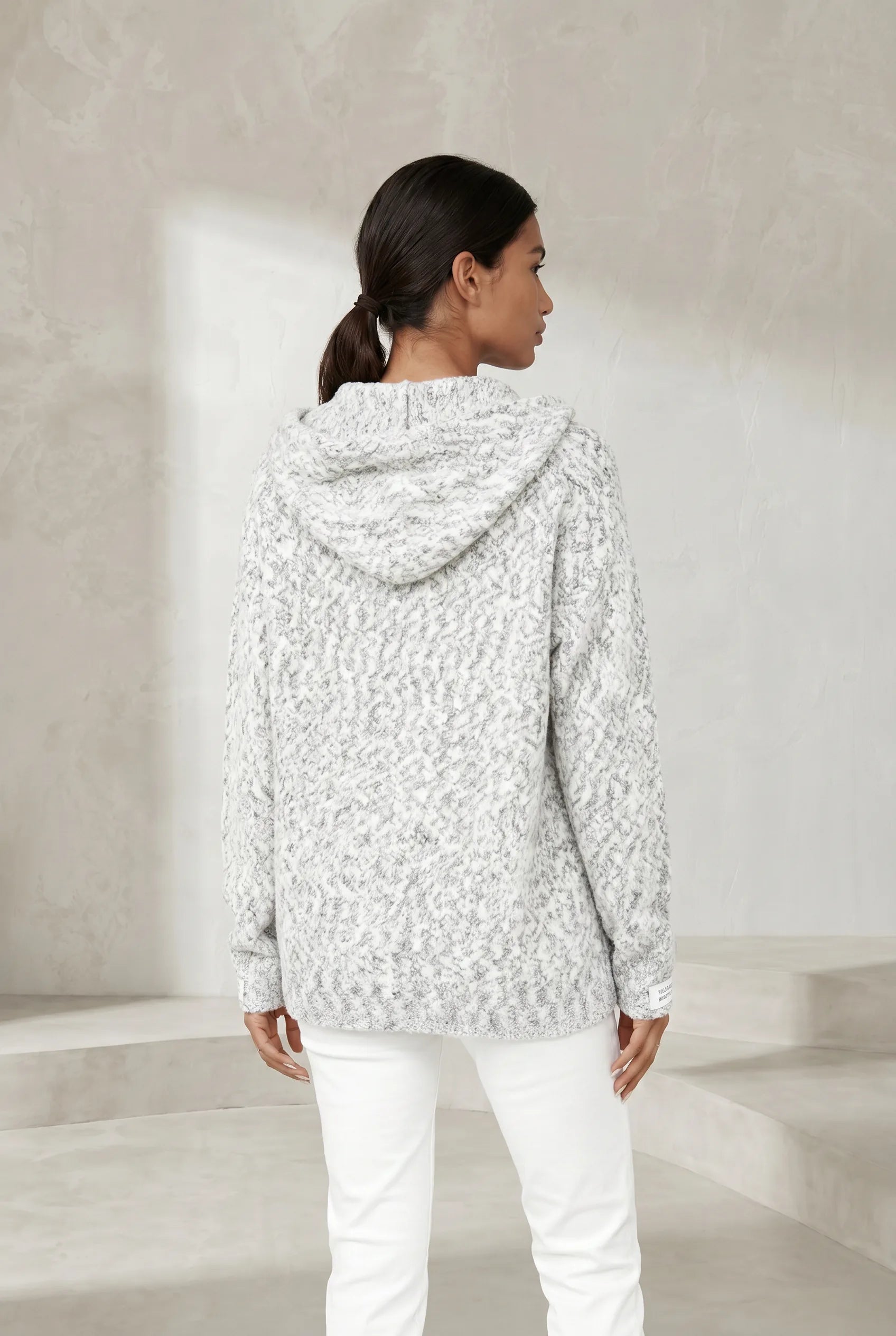 Gilet en maille à capuche zippé | Lounelle Paris