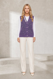 Gilet sans manches col V perlé | Lounelle Paris
