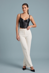 Corset satinado con espalda de encaje