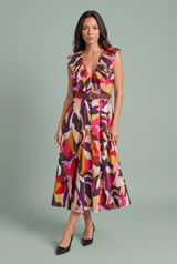 Vestido fluido estampado con escote en V