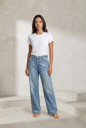Jean bleu ample taille mi-haute | Lounelle Paris