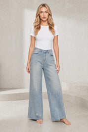 Jean bleu délavé coupe ample | Lounelle Paris