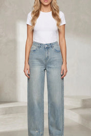 Jean bleu délavé coupe ample | Lounelle Paris