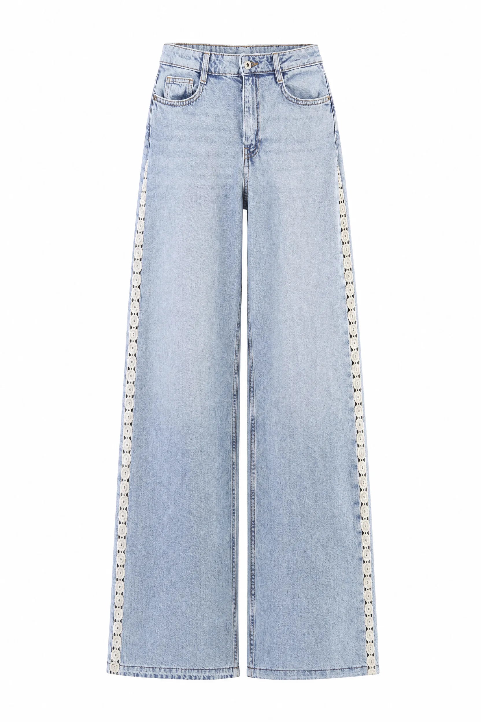 Jean bleu jambe large crochet | Lounelle Paris