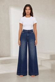 Jean bleu taille haute coupe large | Lounelle Paris