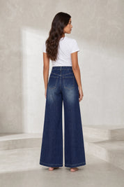 Jean bleu taille haute coupe large | Lounelle Paris