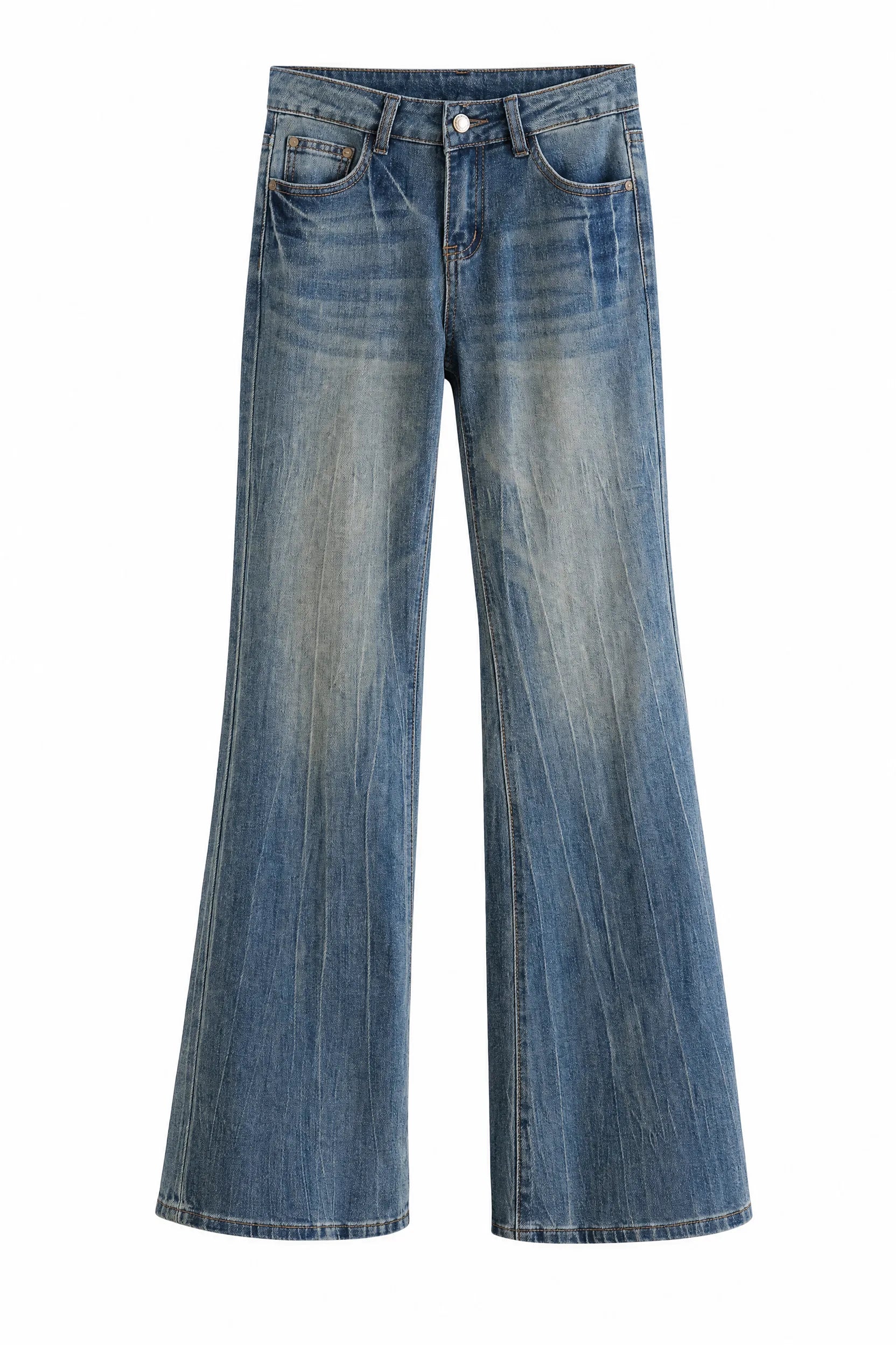 Jean flare bleu foncé taille mi-haute | Lounelle Paris